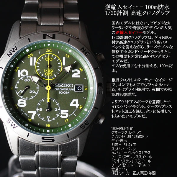 りさせて 送料込) SEIKO セイコー/SND377P/クロノグラフ/10気圧防水