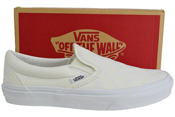 VANS WOMEN'S バンズ ヴァンズ CLASSIC SLIP ON US EDITION US企画 スリップオン スリッポン スニーカー チェッカー (CHECKERBOARD) CREAM/TRUE WHITE スケートボード SKATEBOARDING サーフィン SURFING