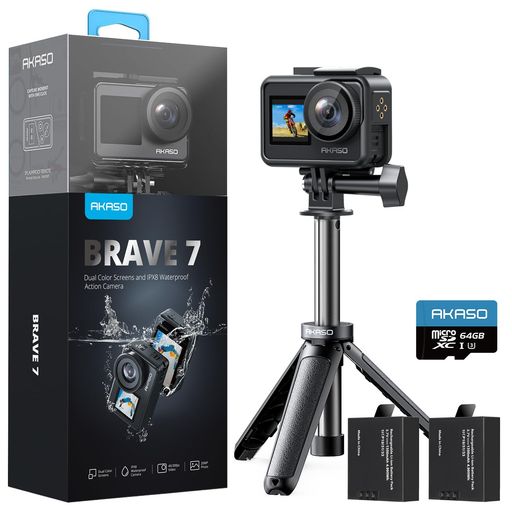 AKASO Brave 7 動き写真器 ミニ三脚架自撮り棒仕かける