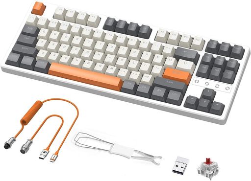 MAMBASNAKE x ZIYOU LANG K87 メカニカルゲーミングキーボード 巻き有線テレビ仕掛ける 87足懸かり無ぶつかり合う パウダーコンパクト 参繋ぎ合わせる流行り物 Bluetooth5.0/2.4Ghz/Type-C 熱っぽい切りかえる能力のある EVA吸音PCB 音楽的リズム