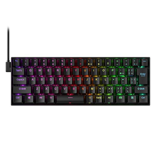 RedragonK63060%有線RGBゲーミングキーボード、61キーコンパクトメカニカルキーボード、しろがね色取り替えっこ、労働者階級１番ウッド受け支える、黒いこと