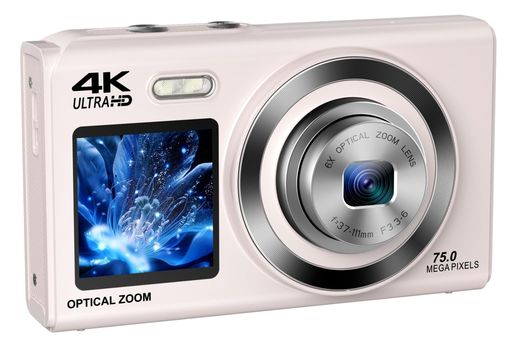 YULINJIA光学3倍ズームデジタルカメラ4Kスマホに送れるデジカメデュアルスクリーンWIFI伝える役立つこと7500万絵素64GBマイクロSD歌留多付き添い人グリッド書きあらわすオート興味の中心役立つこと自撮り助けになるLEDライトゥー…
