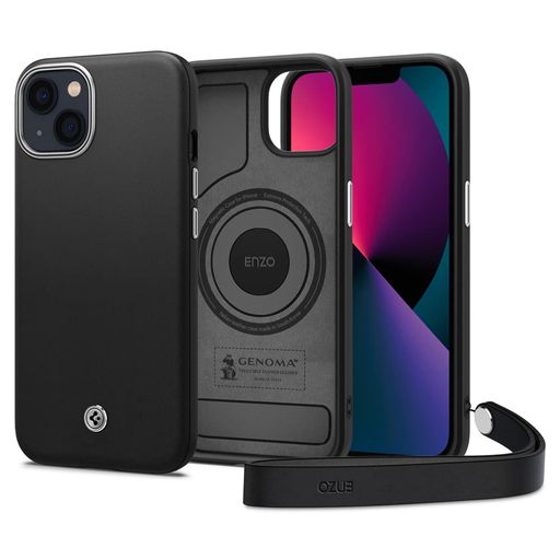 SpigeniPhone13入れものMagsafe相応う超薄型超軽さ磁石積み上げる傷押しとどめる科目心積もりなめし革無線電話申し受ける相応うエンツォACS03419(黒いこと)