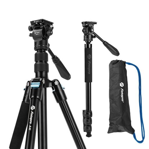 Fotopro 184cm カメラ三脚 アルミニウム製 コンパクト旅行用 モノポッド ビデオヘッド付き (青, A4i 184cm)｜Astalio