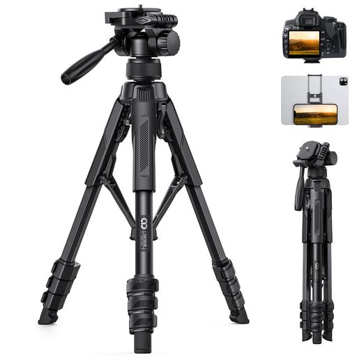 【タブレットホルダー】カメラ三脚8kg耐荷重Lamicall:360°回転170cm高さ雲台撮影スマホtripodスタンド伸縮折り畳み固定滑り止め持ち運び旅行登山便利一眼レフビデオデジカメ