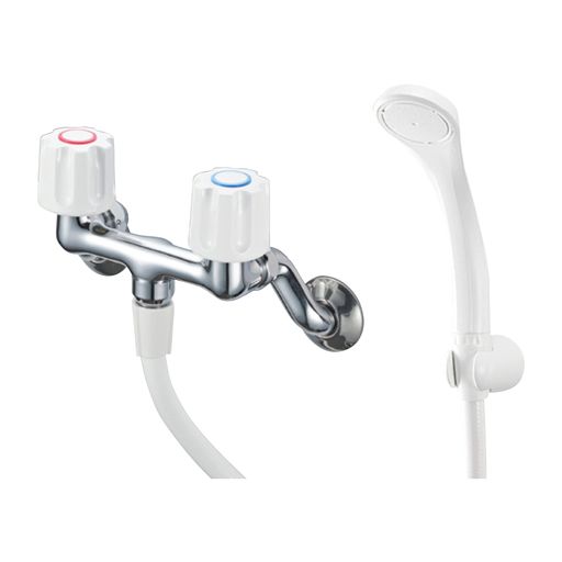 SANEI(サンエイ)ツーバルブシャワー雑ぜ合わせる栓シャワー吐水のみ導管長さ1.6M原則として地・冷ややかさ地共用形SK110-W-13しろがね色