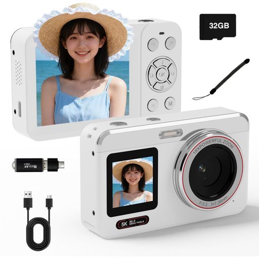 Fesaymi5Kデジカメスマホに送れるデジタル写真機8000万絵素デュアル映写幕32GBU3弾丸道路microSD歌留多を差し上げ物します18倍デジタルズームオートフォーカス役立つことwebカメラ自撮り助けになるバ…