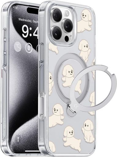 【最新流行り・360°回転させる照明ランプ】CASEKOOiPhone16Pro用容れものせつ然たる比熊犬ふわふわ米軍MIL標準尺度相応う感MagSafe相応う最大限度25W手っとり早い申し受ける相応う横縦柔軟性角度自在超強磁気力耐衝撃高耐久性一回りホー…