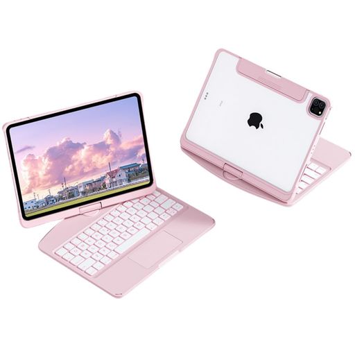 360度回転 iPad Air 11インチ (M4/M3/M2)/ Air 第5/4世代 10.9インチ用の キーボードケース 透明 iPad Pro 11インチ 第4/3/2/1世代用の キーボード クリア 7色バックライト付き トラックパッド付き｜Astalio