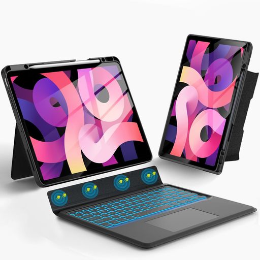 【新ひな形・横/縦相応う】ipadAir(M3/M2)13in容れものipadpro12.9in第6/5/4/3時人用キーボードタッチパッド付き添い人7色うしろ側点火装置横置き縦置き軽さ磁気ねばり着く分け隔てる式無線電話
