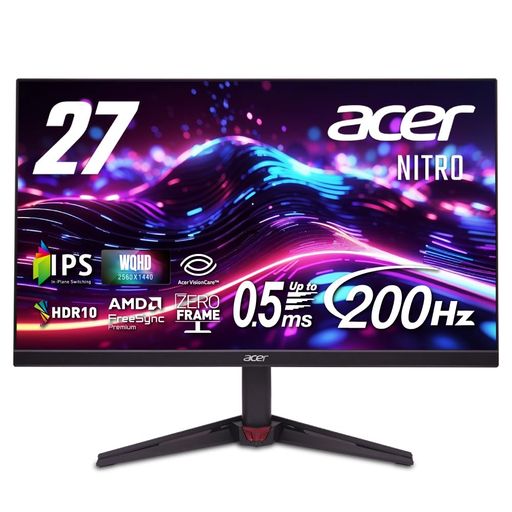 Acer27inIPSWQHD非光輝200サイクル0.5msDCI-P390%ブラックブーストHDR10AMDFreeSyncPremiumHDMI2.0DisplayPortv1.4金棒引き・尖端電話機端子積み上げる