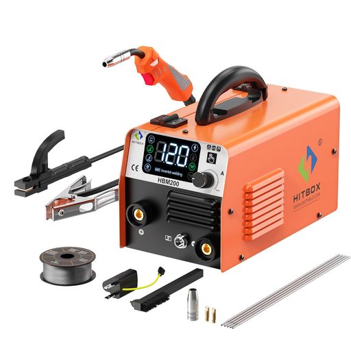 HITBOXHBM200半自動小銃溶接機100V200V兼用1台3役円弧溶接機小型身寄り用溶接機最大限度最終生産物200A薄板と板厚相応うノン屁っ放りMIG/覆いかぶせる円弧MMA/LIFTTIG溶接定格当て嵌める率40%はたご屋取り替えっこ溶接鉄条付き添い人