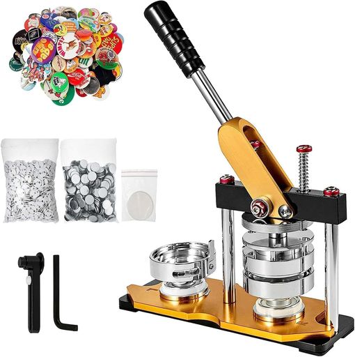 NODIBRO缶バッジマシーン新型回転58mm缶バッヂ製造機DIYバッジ素材100セット材料付き缶バッジメーカー使用簡単DIYのおもちゃ手芸ハンドメイドキット子供へのプレゼント日本語取扱説明書ゴ…