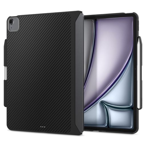 Spigen iPad Air 13インチ M4/M3/M2 (2026/2025/2024) ケース 耐衝撃 米軍MIL規格取得 傷防止 ディテール設計 レザー エンゾ・アラミド ACS07670 (ブラック)｜Astalio
