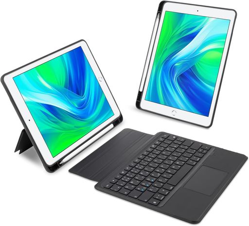 iPad鍵盤付き添い人容れものiPad第7/8/9時人10.2ini-PadAir第3時人10.5ini-PadPro10.5in日本語取り合わせ貨物自動車パッド3台備え付けるうつり変わり7色うしろ側ともし火引きはなつ式キーボートマグネット式