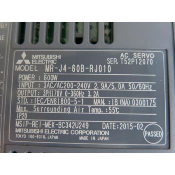 新品  貨物輸送無料 MITSUBISHI 三菱電機 MR-J4-60B-RJ010サーボアンプリファイアー【６ヶ月引きうける】