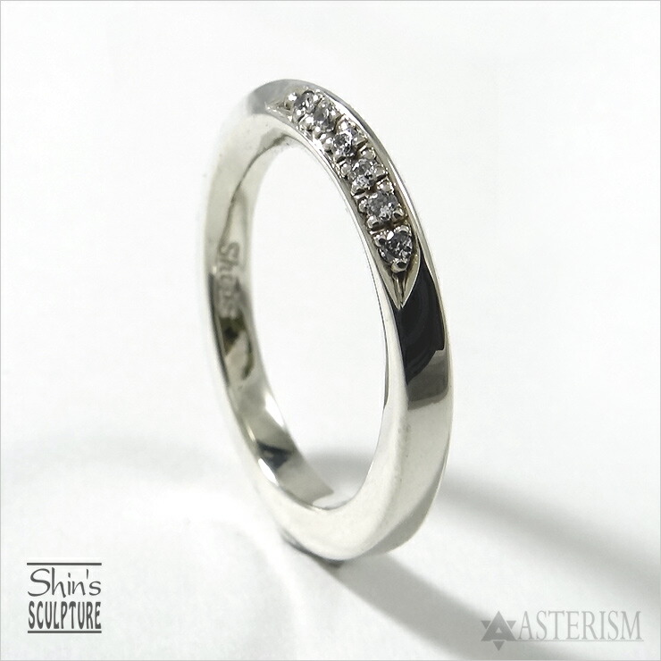 Shin\u0027s Sculpture（シンズ 彫刻術）「Mebius Circle Ring II CZ Custom（メビウス 倶楽部 輪っか 2 CZカスタム）」SILVER 925 キュービックジルコニア / 7号～23号【銀 レディース メンズ 付属物 指環 手彫りメビウス しろがね色 差し上げ物】R-28