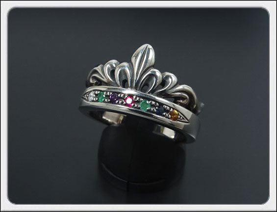 Shin's Sculpture（シンズ スカルプチャー） 「Antique Tiara Ring MS（アンティーク ティアラ リング マルチストーン）」 SILVER 925、ダイア、エメラルド、アメジスト、ルビー、エメラルド、サファイア、トルマリン / 7号～23号 【メンズ レディース プレゼント】