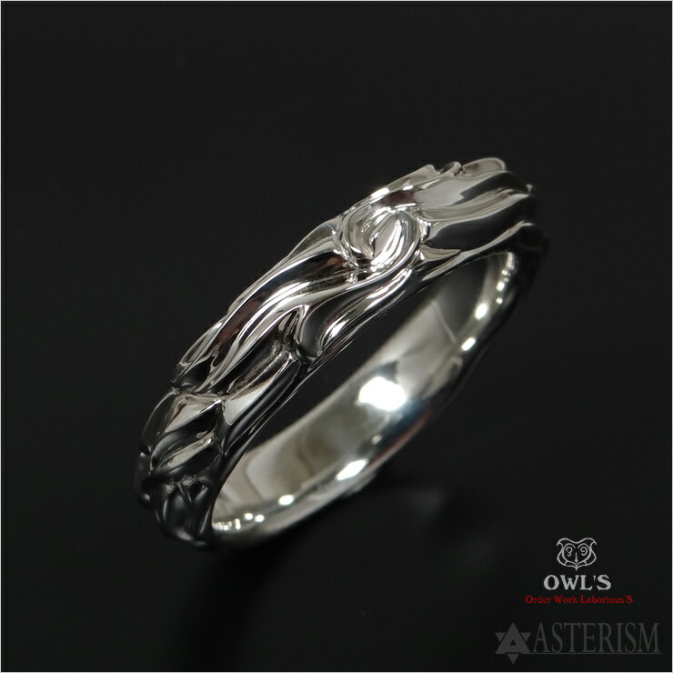 OWL'S（アウルズ） シルバー 925 「フレイムリング スリム」 SILVER 925 / 10号～ 【銀 メンズ レディース アクセサリー ジュエリー ハンドメイド 具象 炎 火 ファイア ナロー 指輪 プレゼント】FR-02