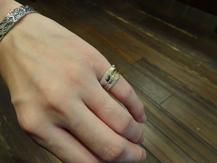 Dear Blossom K18先金フェザーリング R 052 インディアンジュエリー ディアブロッサム 指輪 羽 再入荷 ディアブロッサム