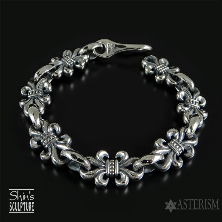 Shin's Sculpture（シンズ スカルプチャー） 「オープンリリースモールブレスレット/Open Lily small bracelet」BR-20 【シルバー 925 ブレスレット 百合 ユリ メンズ レディース 手彫り 高品質 銀 プレゼント】