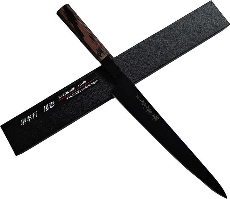 堺孝行 黒影 VG10槌目フッ素加工和式包丁 (和筋引240mm 07497)
