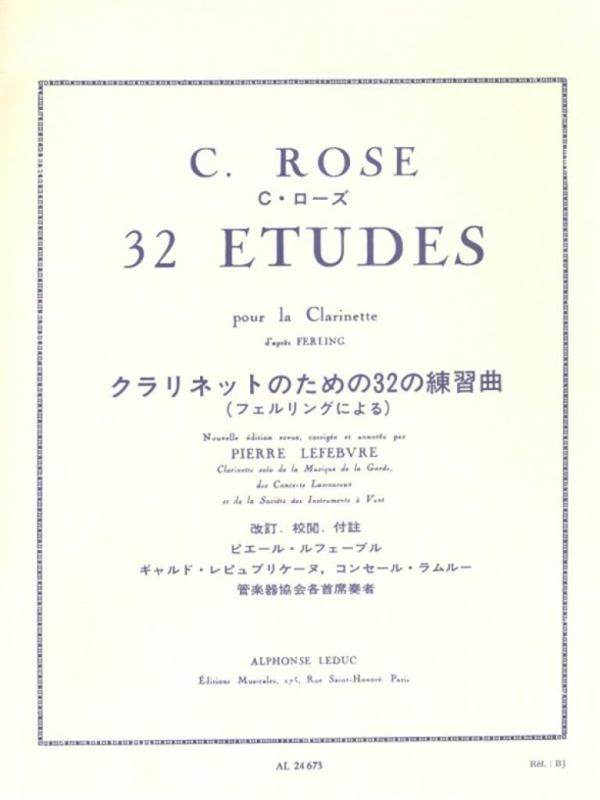 Alphonse Leduc ウィットナー ローズ : 32の練習曲 (クラリネット教則本) ルデュック出版