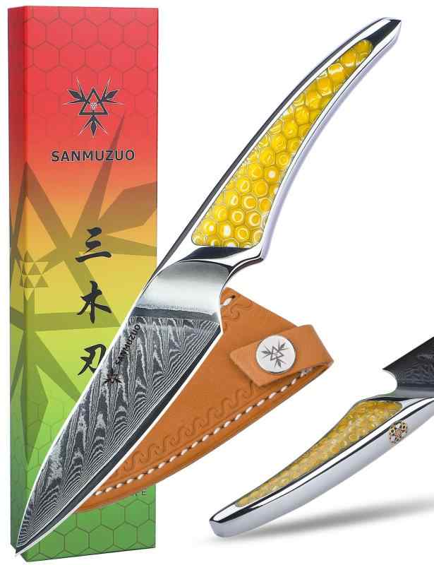 SANMUZUO 料理人九寸五分、超小ざかしいシリアの首都鋼勝手もと九寸五分、黄色脂のフルタングハンドル付き添い人フルーツ九寸五分、天使の都市-S9 続きもの