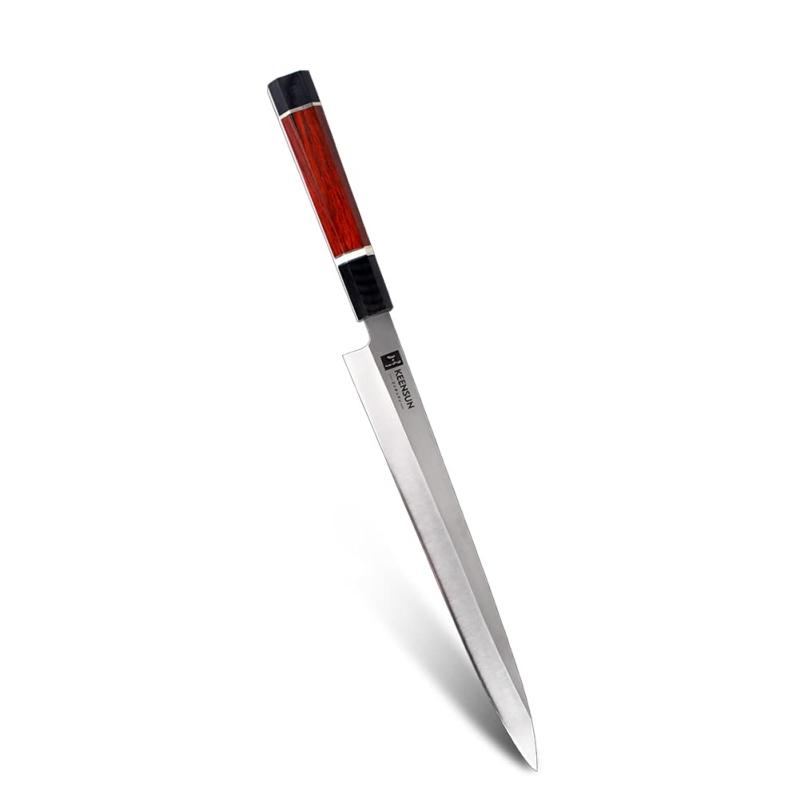 KEENSUN 包丁 マルチパーパス 刺身包丁 刃渡り270mm/300mm ステンレス鋼 刺身包丁 切付包丁 先丸包丁 片刃 料理用 業務用 家庭用 ギフト ツールハンドル素材はG10と微凹黄檀
