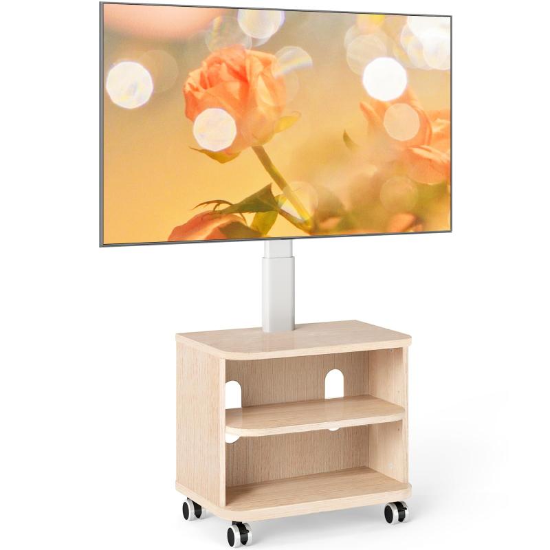 Rfiver テレビスタンド キャスター付き テレビ台 テレビボード スタンド付き 32-65型対応 耐荷重40kg ローボード 壁寄せテレビスタンド tv stand 高さ調節可能 収納力 家用 ホワイト｜アスターショップ