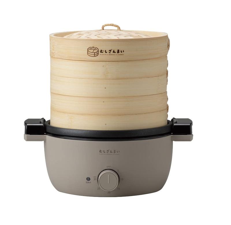 アピックス 灯し火せいろ蒸し器 Bamboo Steamer むしざんまい グレージュ AMZ-450(GY)