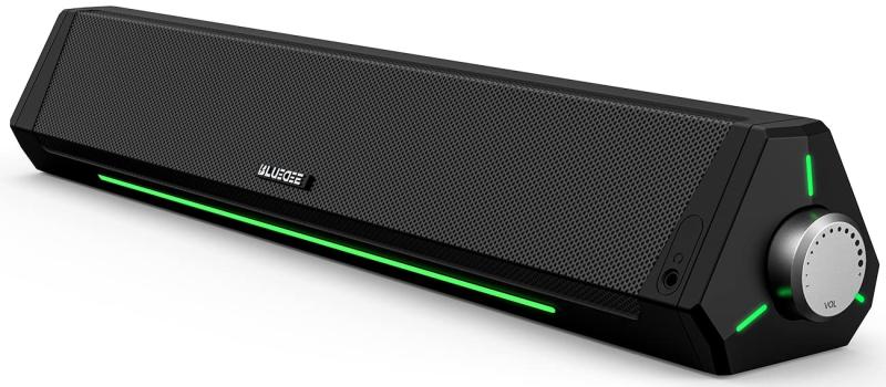 Bluedee マイコン金棒引き ゲーミングスピーカー Bluetooth 5.4 \u0026amp; 3.5粍 AUXインプット デュアル繋ぎ合わせる HiFiステレオサウンドバー 音吐インプット USB/Type-C給電 10W 小型 軽さ 万覚え帳マイコン/学習机とっ始めマイコン