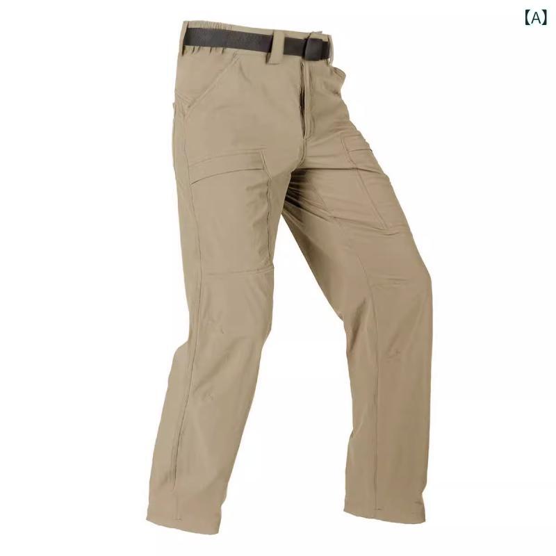 速乾パンツ メンズ アウトドア 登山パンツ ズボン ボトムス ロングパンツ 長ズボン 春夏秋 薄手 防風 防水 撥水 伸縮性 ストレッチ 紫外線対策 防汚 吸湿速乾 キャンプ ハイキング トレッキング カーキ ブラック グレー｜アスターショップ