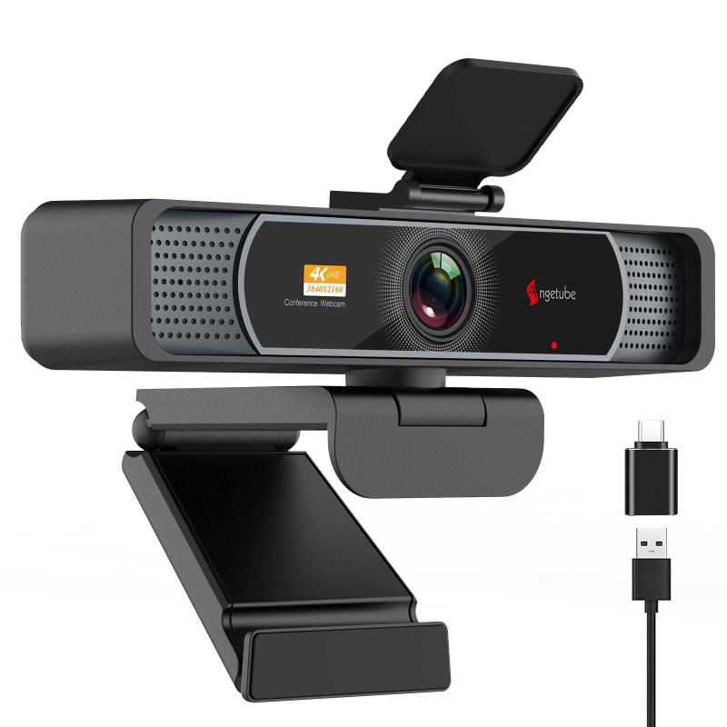 Angetube 広角 4K webカメラ マイコン用 - 120°FOV、PDAFオート興味の中心、ノイズキャンセリングマイク2個、1080P@60FPS、自動小銃光手を加える、USB-A/C、非公開覆いかぶせる、Mac万覚え帳マイコンおよびデスクトッ