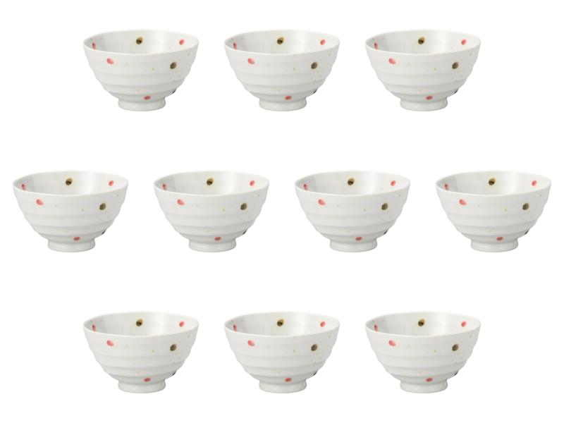10個セット ドット（ピンク）茶漬碗 [ 13×7.5cm ] | 茶漬碗 セトモノホンポ(Setomonohonpo)