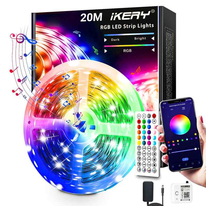 IKERY LEDテープライト APP制御 音声同期 SMD5050 24V 4ピン 1600万色 高輝度RGB 切断可能 調光調色 工具不要 入電電圧100V-240V｜アスターショップ