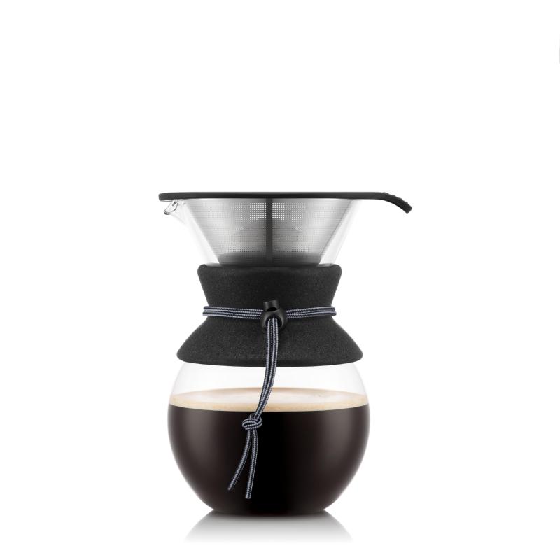BODUM ボダム コーヒーメーカー ドリッパー POUR OVER プアオーバー ドリップ コーヒーメーカー 1000ml 80周年 グレー ステンレスフィルター ガラスビーカー コーヒー 【正規品】11571-923-80