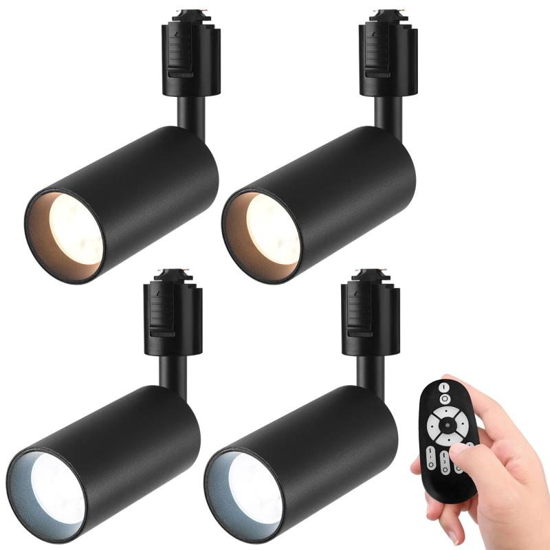 Pirlamp スポットライト 4個セット ダクトレール用 4.5W（40W形相当） リモコン付き ライティングレール用 LED内蔵式 北欧 角度可動 照明