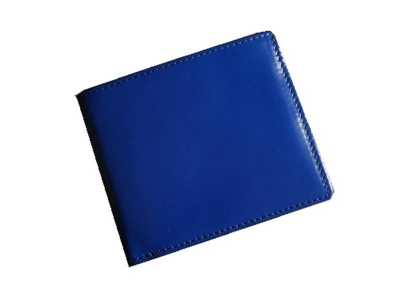 [Saint Mode CORDOVAN] コードバン×本ヌメ革 カード札入れ/純札入れ/小銭入れ無し二つ折り財布 (ブルー)