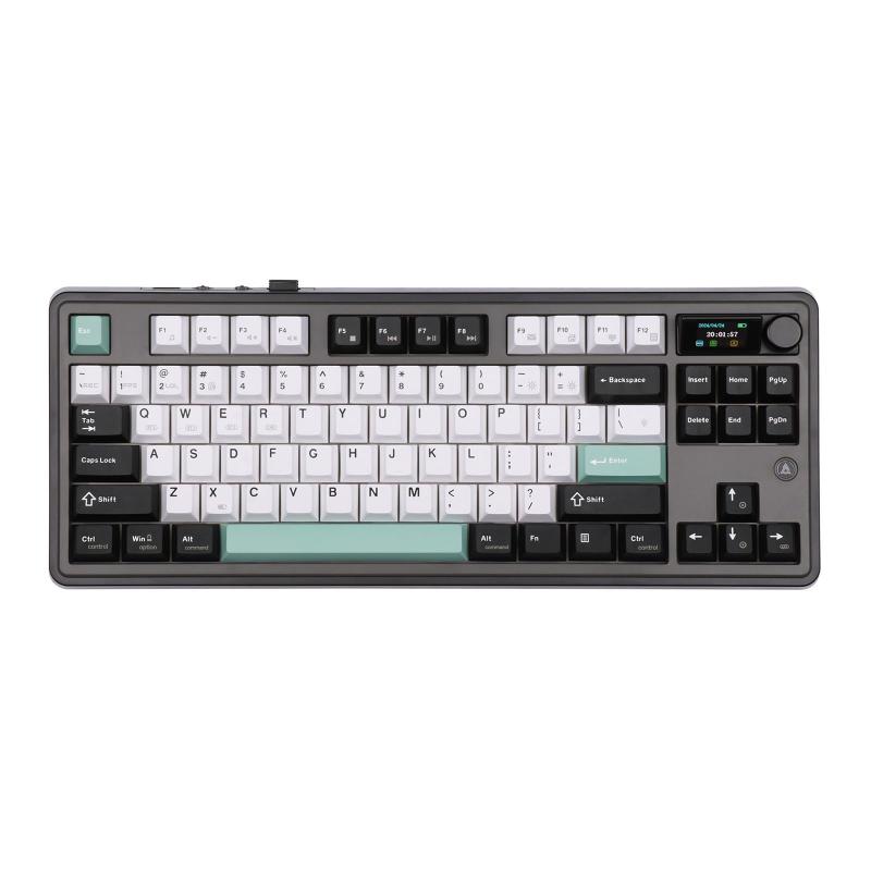 MechLands Ajazz AK870 87手当たり ガスケットマウント ワイヤレスゲーミングキーボード 熱っぽい取り換える・映写幕＆ノッブ付き添い人 BT5.0/2.4GHz/USB-C力学的鍵盤 5層パッド フレックス撥ねのけるPCB NKRO