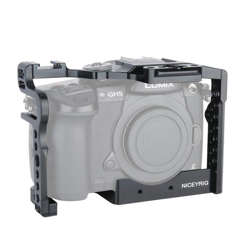 NICEYRIG 写真機伏せ篭 Panasonic Lumix GH5M2 / GH5II / GH5S/ GH5 専用 取りひろげる写真機伏せ篭取りひろげる映画化備え付ける 添え物 上滑り止天然ゴム付き添い人 軽さ 取りひろげる写真機伏せ篭 取り付き助けになる 軽銀アロイ製 耐久性 耐食性 映画化キ