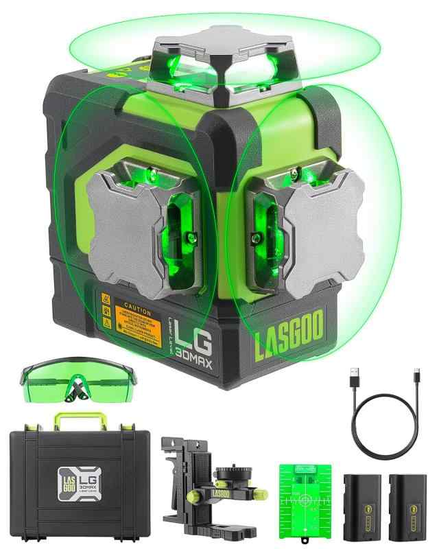 LasGoo 緑であることレーザ気泡管水準器、自動小銃気泡管水準器合わせるクロスラインレーザー、2 つの再申し受ける能力のあるな李イオン蓄電池および磁気鉤括弧が付いている組みたてる事業計画そして家のかざり付けるの利得