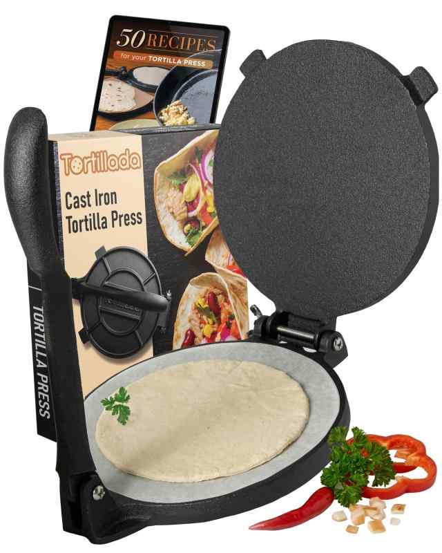 Tortillada - 割り増し金鋳鉄製トルティーヤプレス 処方せん＆明らかにする書付き添い人