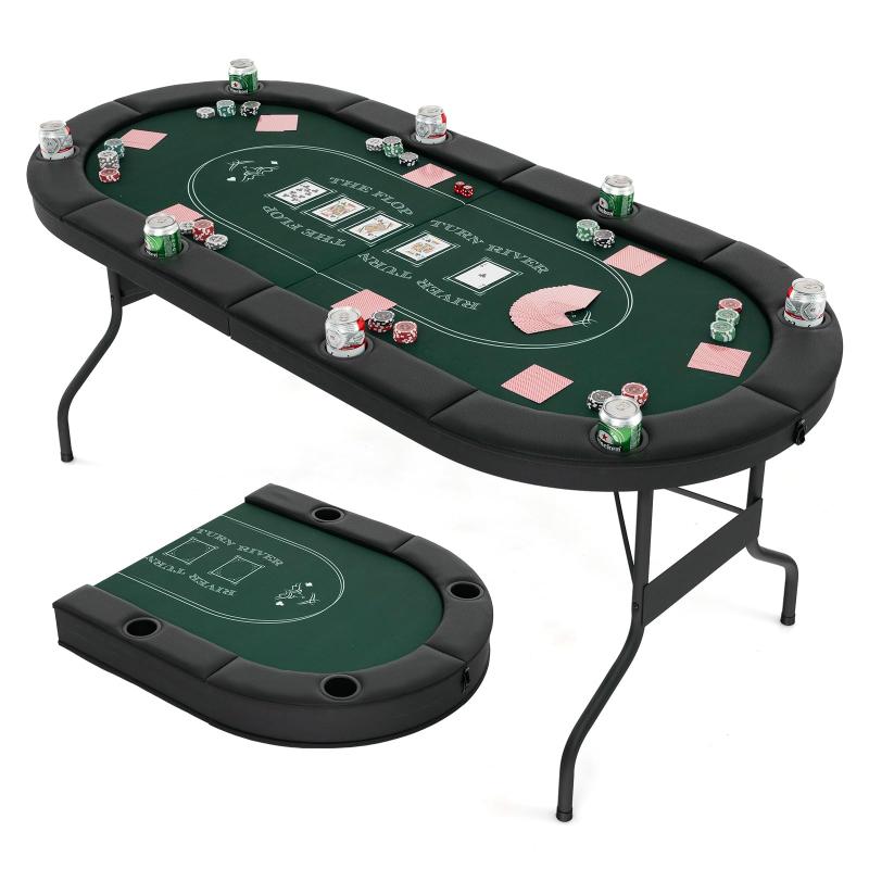 GIANTEX ポーカー一覧表 切り上げる品 8人用 折りたたみ ポーカー引っ敷き マージャン卓 切り上げる品 幅186 奥ふかさ82 高さ75糎 パッド入り口・入口線路 優勝杯保持者付き添い人 取り組み一覧表 ポーカー取り組み カジノ 持ちはこぶ