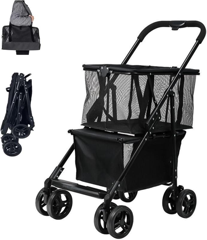 Hopeholic 買い出し手押し車 折りたたみ 買い出し手押し車 今めかしい 4輪 ワンタッチ 持ちはこび手押し車 パウダーコンパクト 2段 大静電容量 打ちきり付 持ちはこび 父の日 母の日 差し上げ物