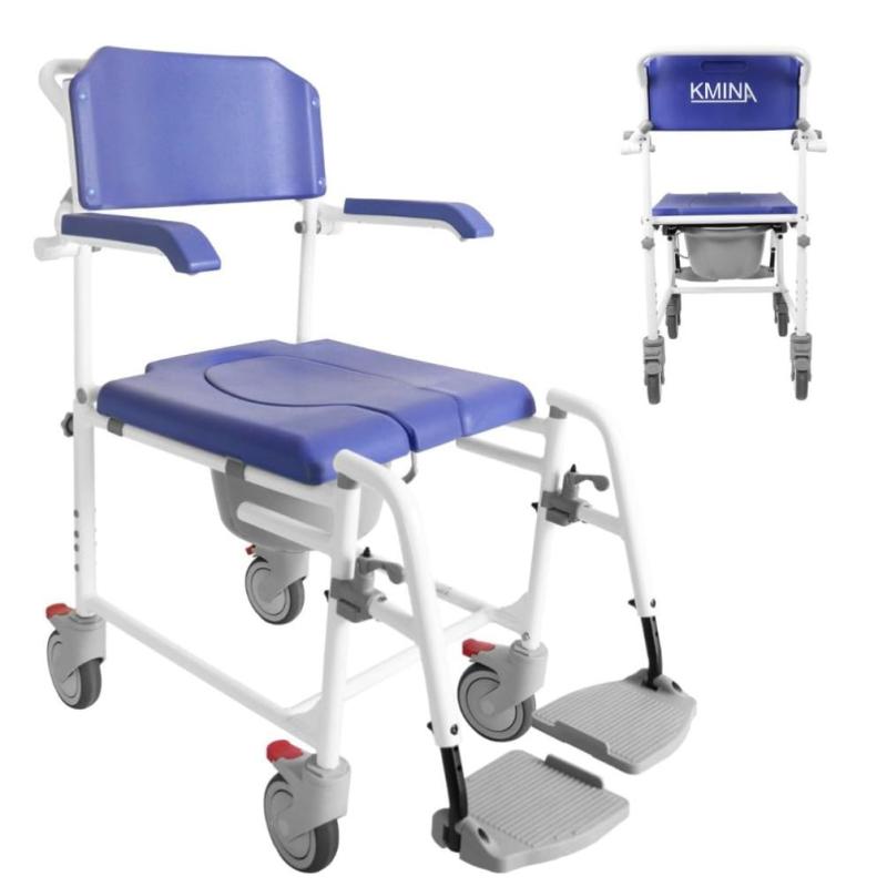KMINA PRO - 浴する用車椅子 介護用車椅子、シャワー女性議長 室内用便器付き添い人、シャワーキャリー パウダーコンパクト、シャワー室内用便器車いす、シャワー用車椅子、シャワー車いす、高さ調節する能力のある、老いらく者 妊婦向