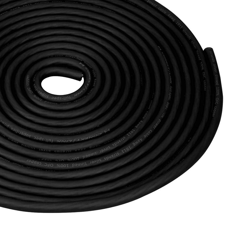 Conext Link 25FT 4 AWG GAフルゲージバッテリーワット数ケーブルグランドワイヤフ-ロスト黒いことOFC銅