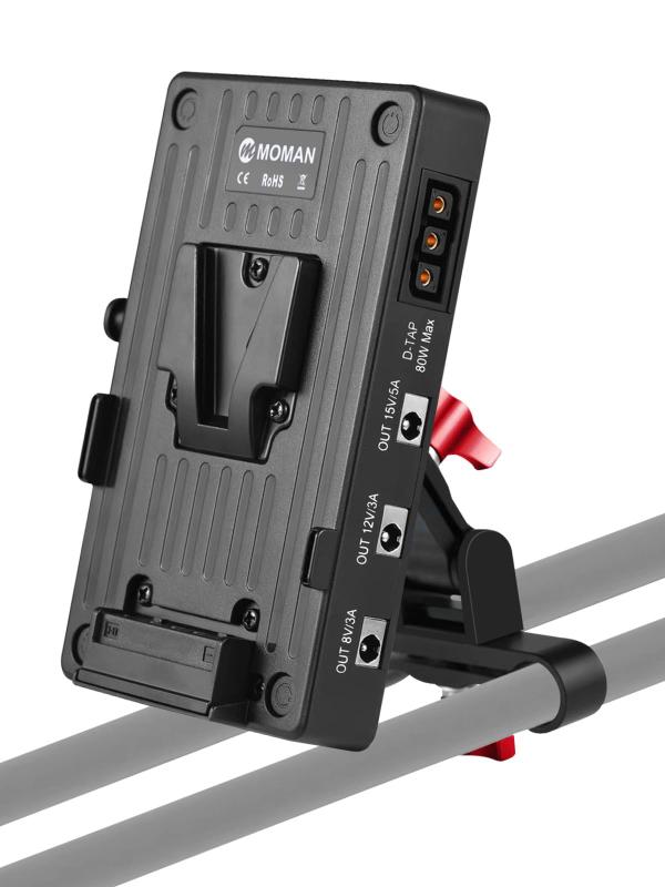 Moman VBP2 Vマウントプレート、15mmロッドクランプ ダブル14.8V D-Tap出力 8V/12V/15V DC出力&USB-C出力、4×DCケーブルとType-Cケーブル付き、BMPCC 4K/6Kデジタル一眼レフカメラカムコーダー用|アスターショップ