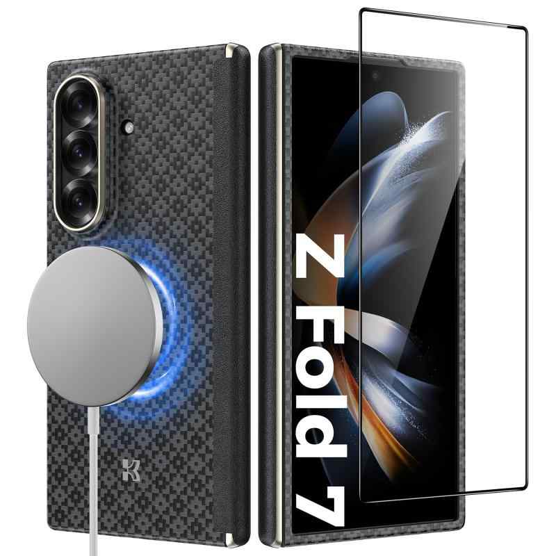 BENKS ArmorAir 地べたジャズバンド、サムスン Galaxy Z Fold 7用入れもの 保護すること写真フィルム、MagSafe相応うケブラーケース、蝶つがい保護すること・耐衝撃・磁石式 Z Fold 7 用電話機入れもの