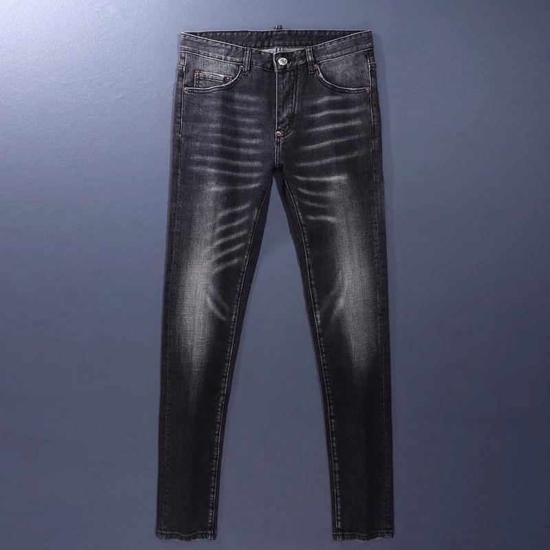 デニムパンツ メンズ テーパードパンツ 黒系 水洗加工 磨き加工 レトロ風 ストレッチパンツ 細身 スマートフィットパンツ カジュアルパンツ｜アスターショップ